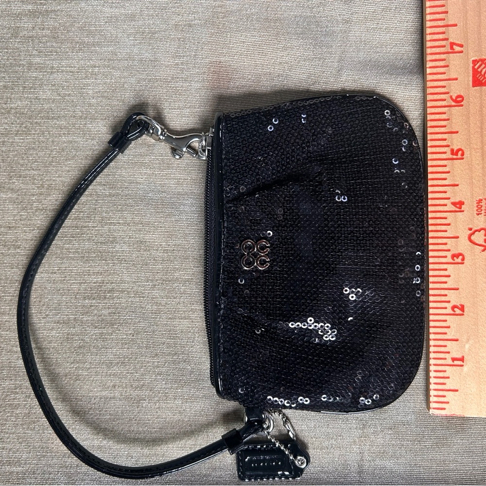 Coach Black Sequin Wristlet